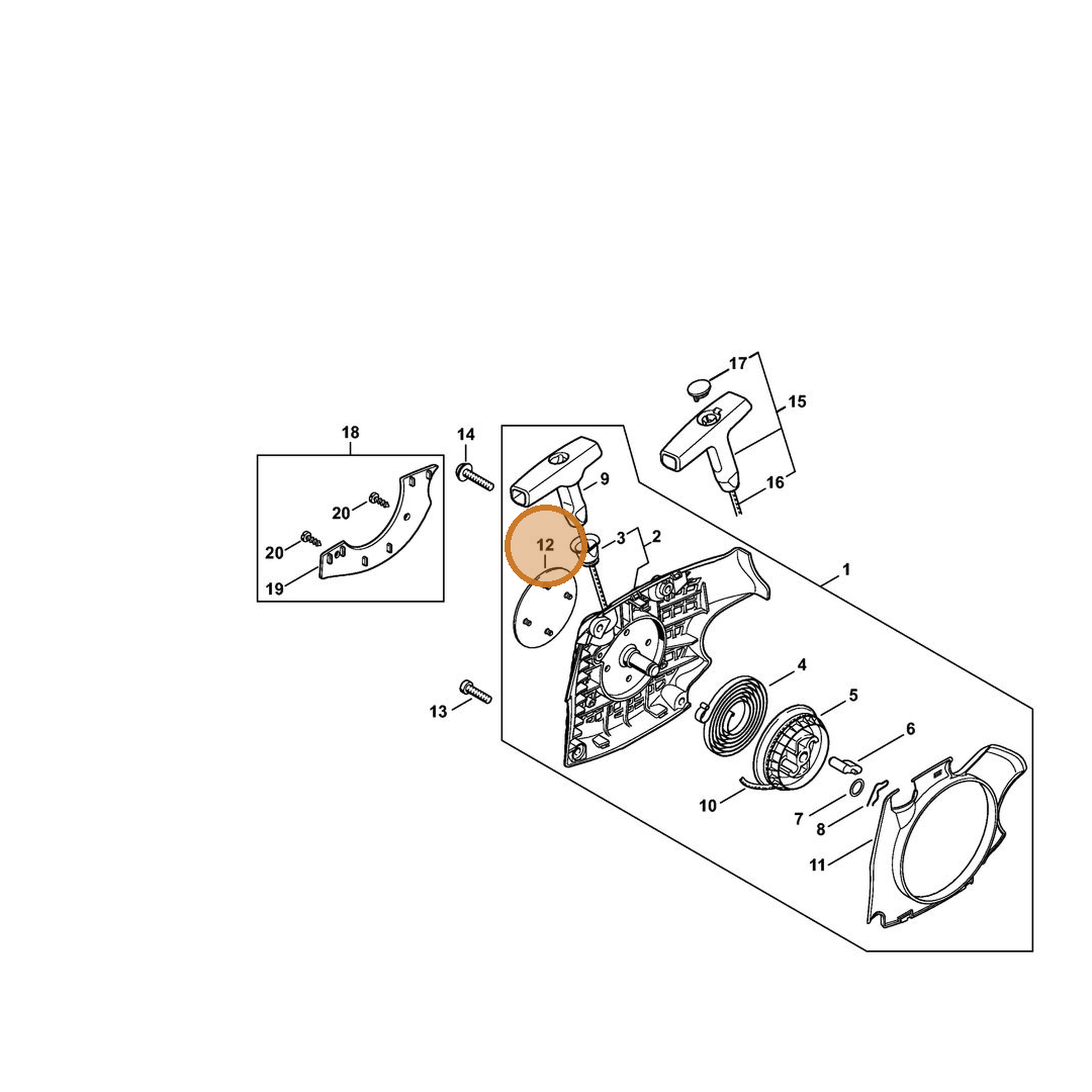 STIHL part 1139-967-1501 — IPL diagram snippet (6x zoom, amber highlight)