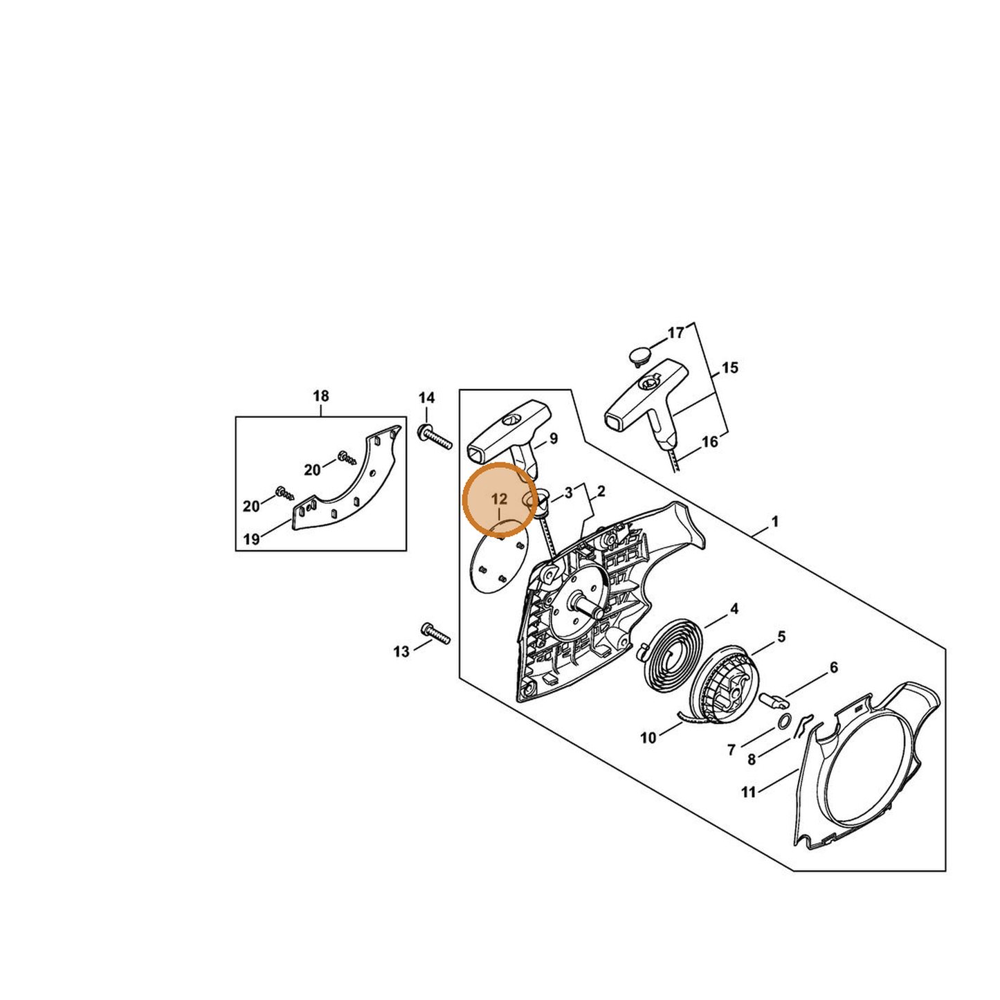 STIHL part 1139-967-1503 — IPL diagram snippet (6x zoom, amber highlight)