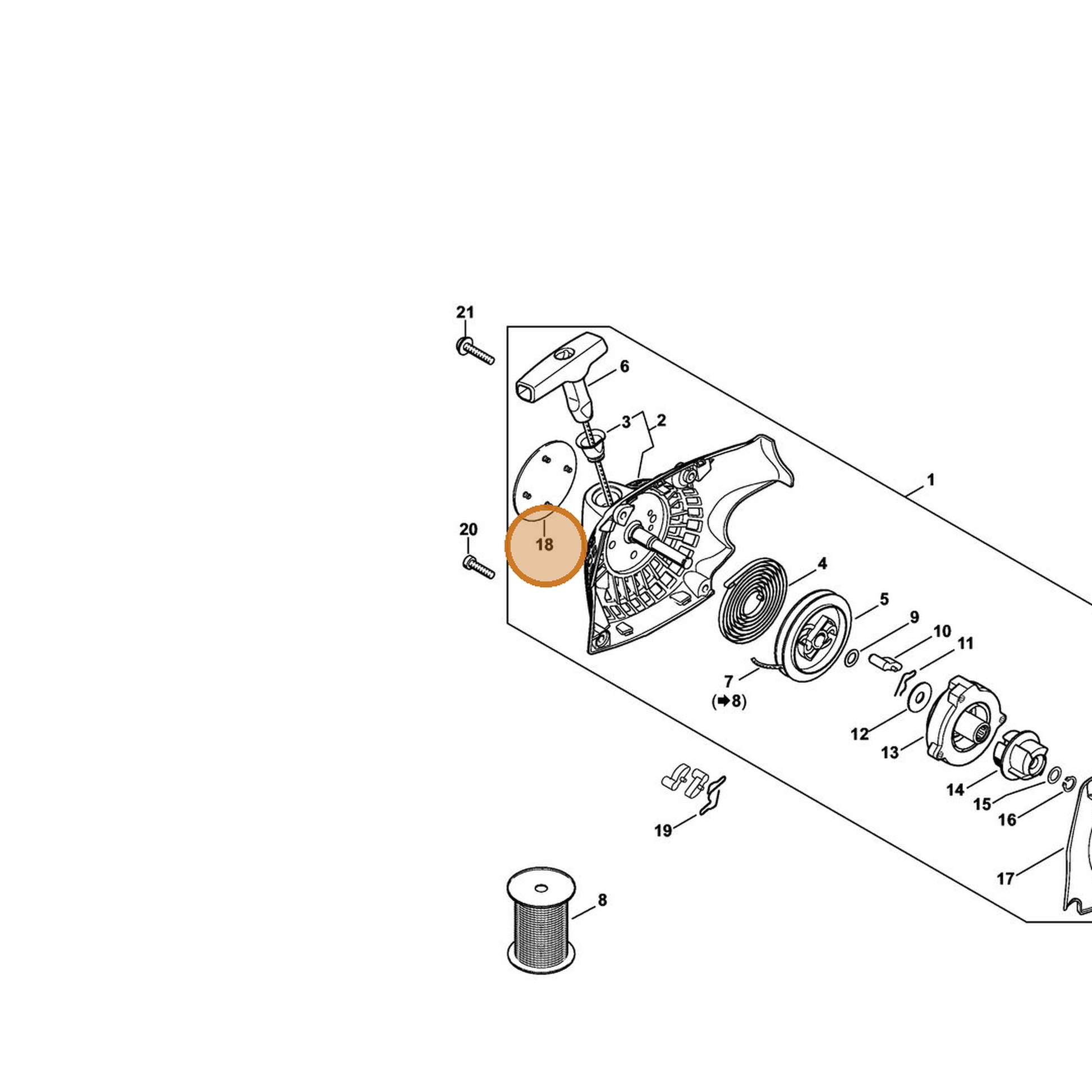 STIHL part 1139-967-1504 — IPL diagram snippet (6x zoom, amber highlight)