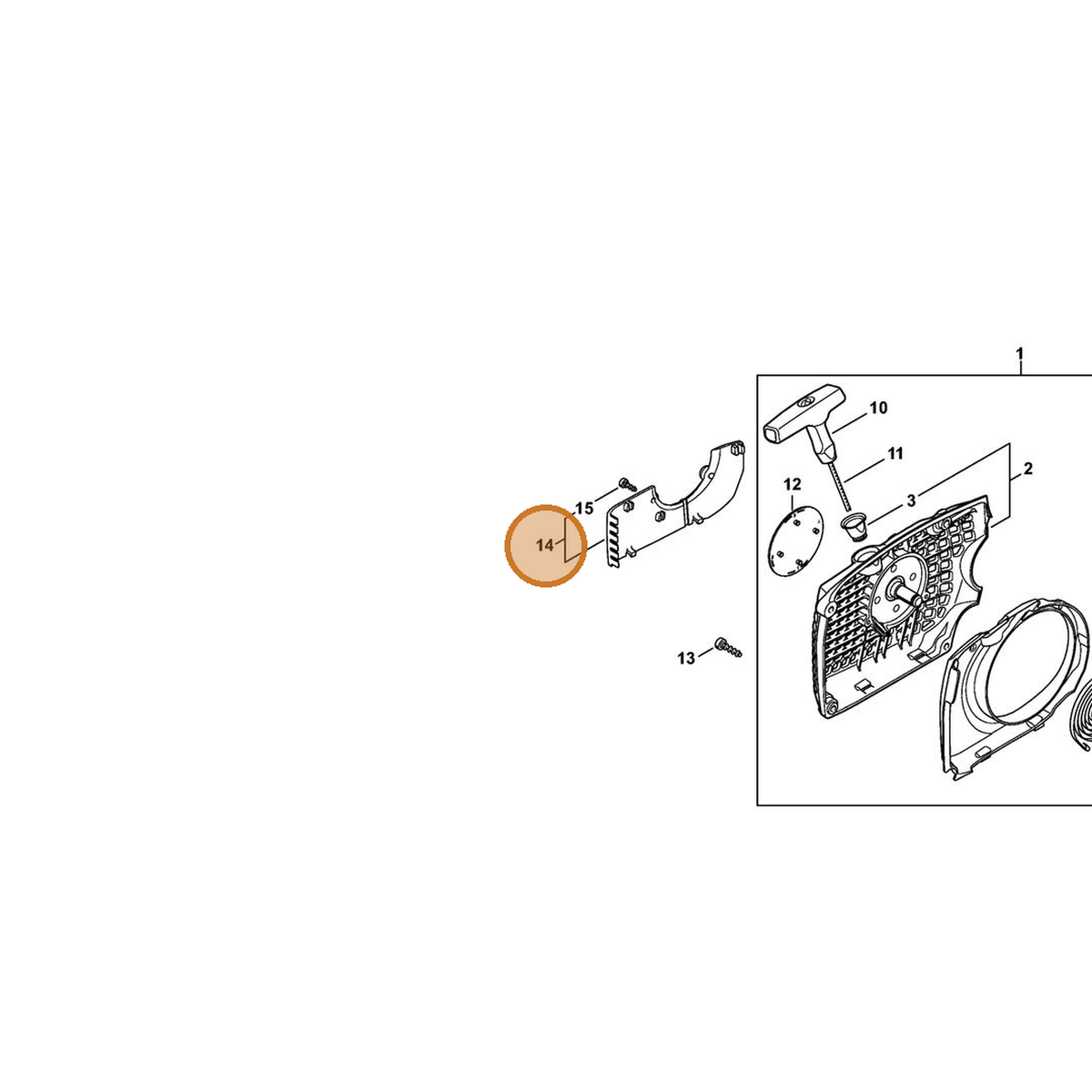 STIHL part 1140-007-1003 — IPL diagram snippet (6x zoom, amber highlight)
