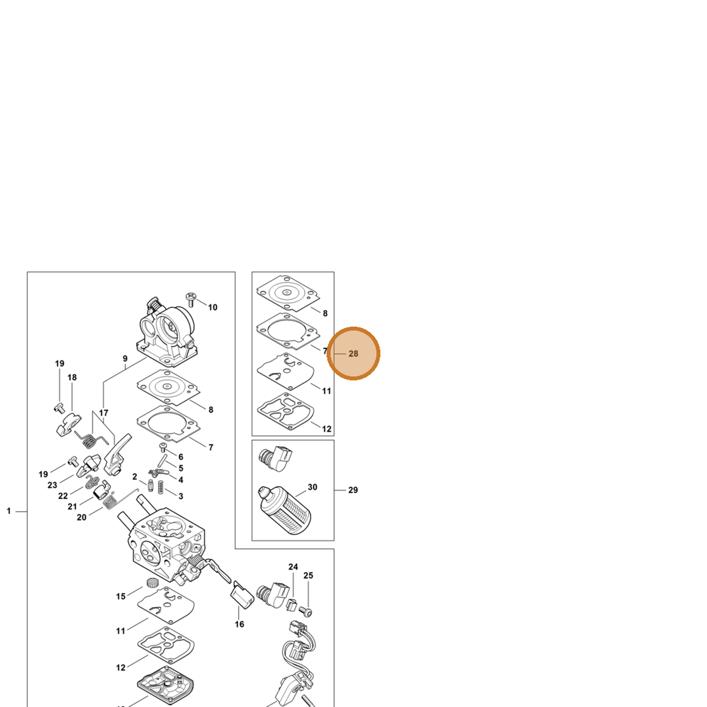 STIHL part 1140-007-1701 — IPL diagram snippet (6x zoom, amber highlight)
