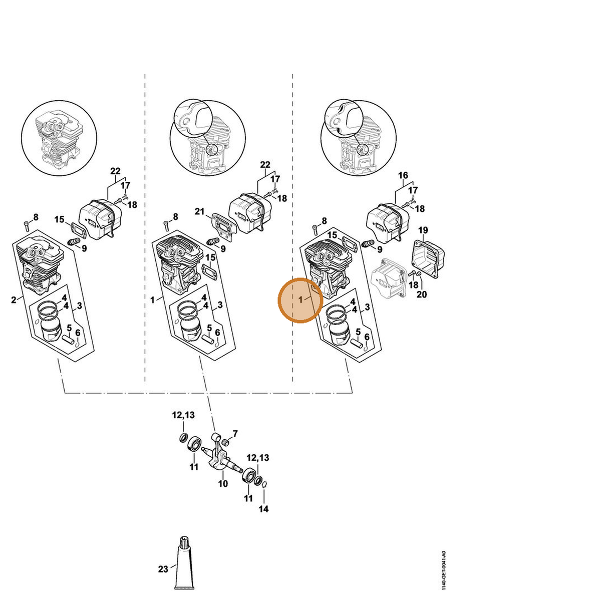 STIHL part 1140-020-1206 — IPL diagram snippet (6x zoom, amber highlight)