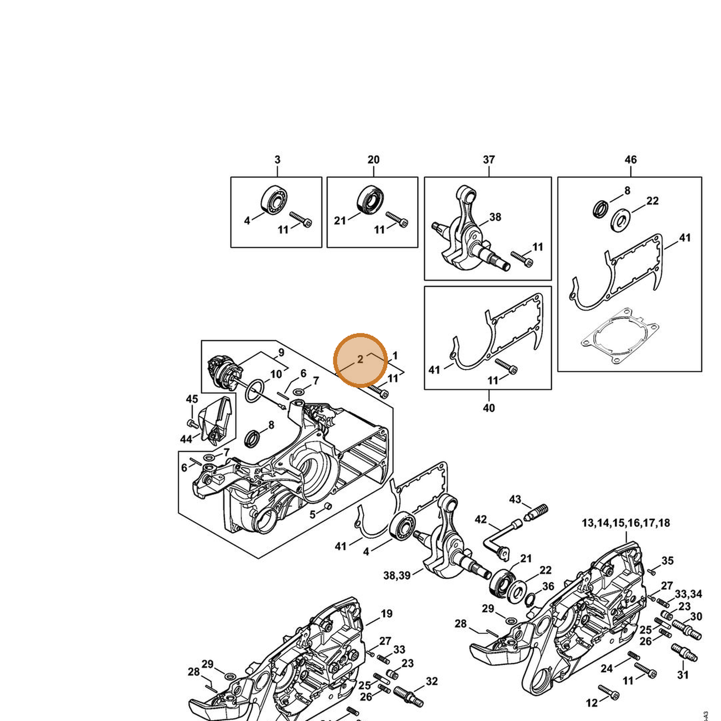 STIHL part 1140-020-2612 — IPL diagram snippet (6x zoom, amber highlight)