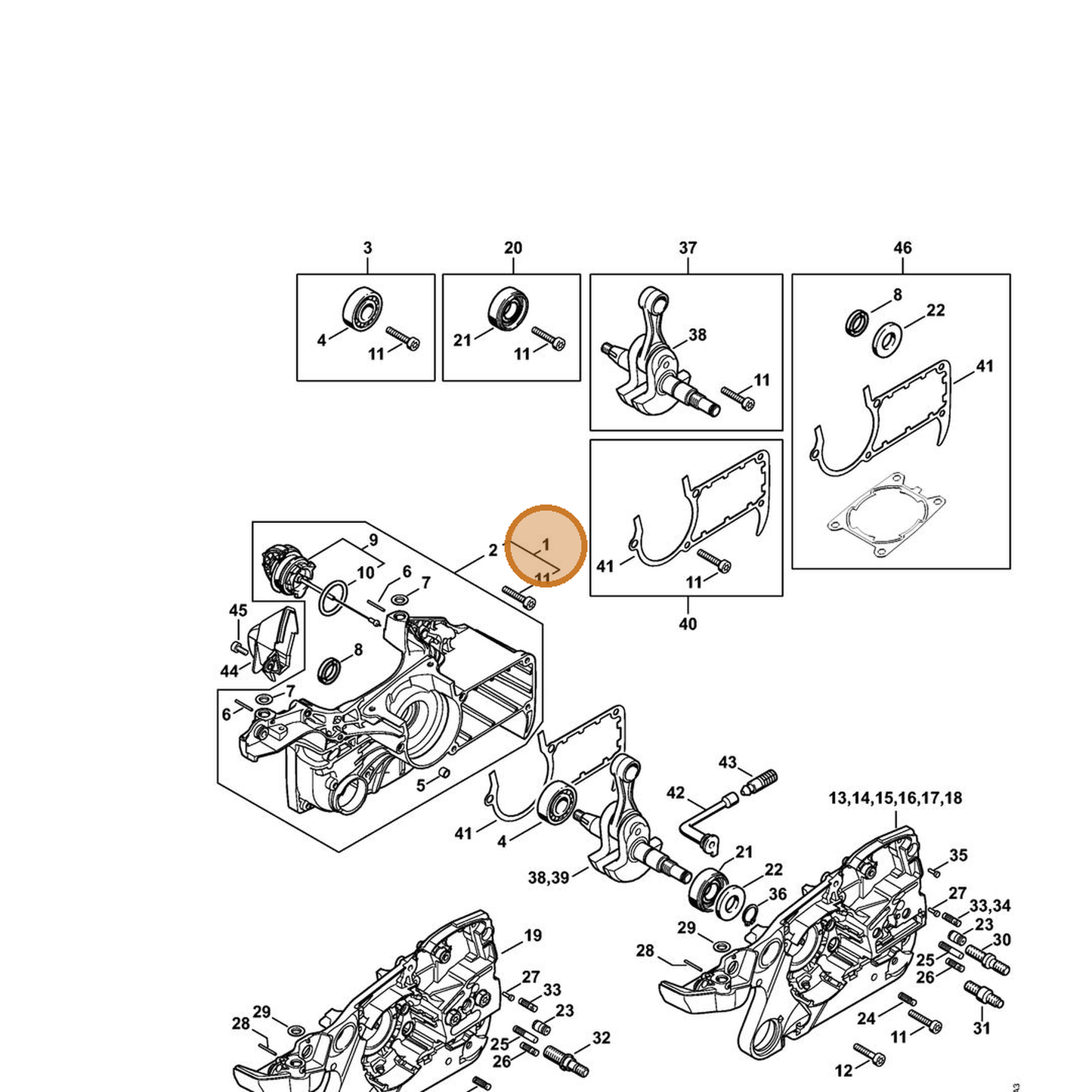 STIHL part 1140-020-2651 — IPL diagram snippet (6x zoom, amber highlight)