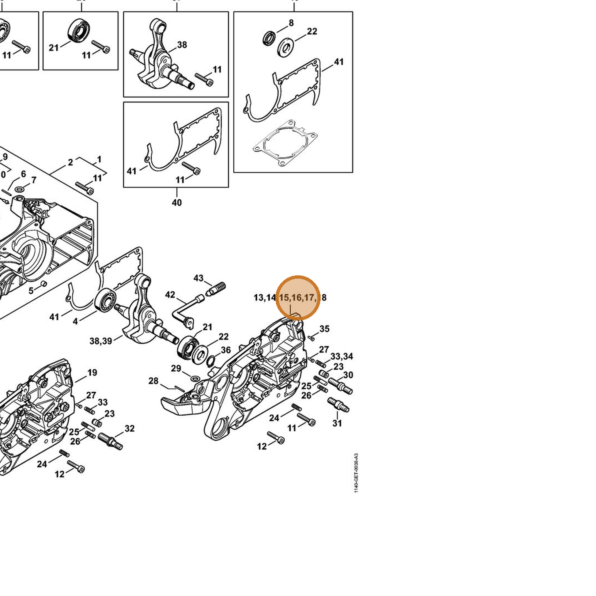 STIHL part 1140-020-2904 — IPL diagram snippet (6x zoom, amber highlight)