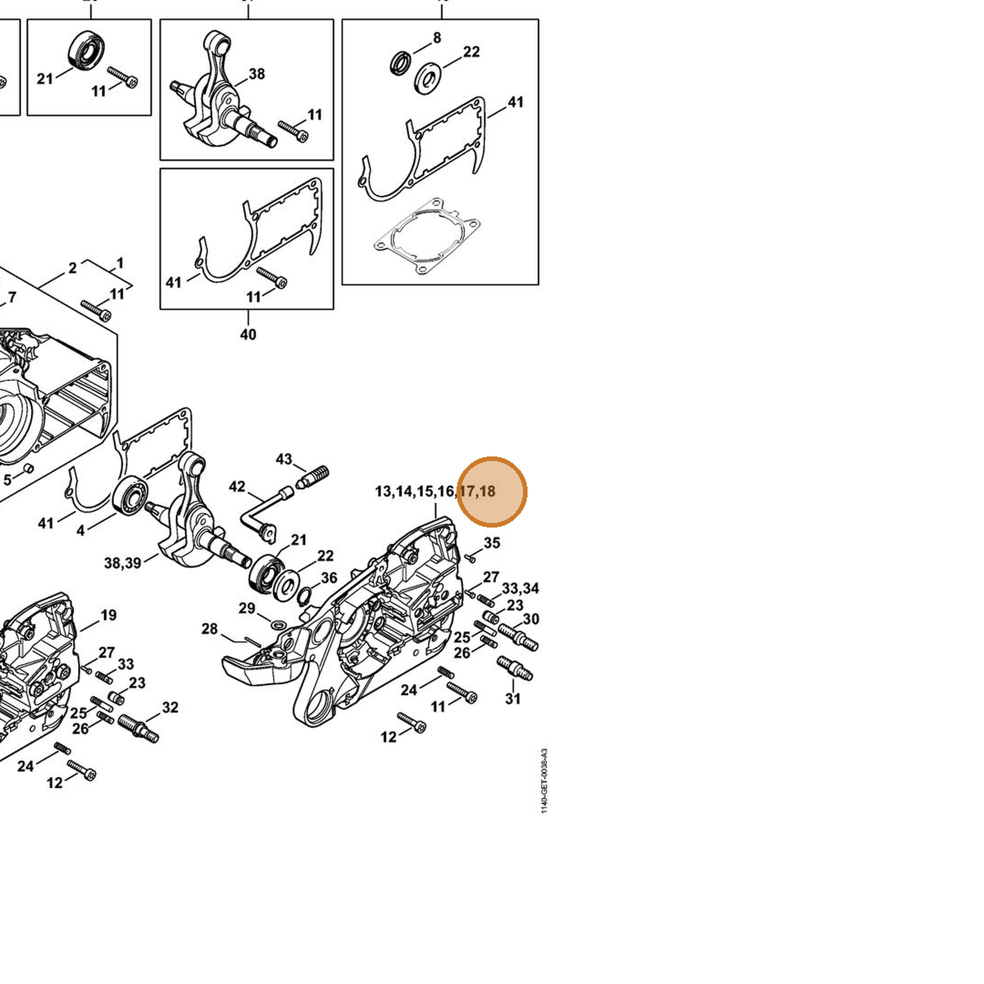 STIHL part 1140-020-2912 — IPL diagram snippet (6x zoom, amber highlight)
