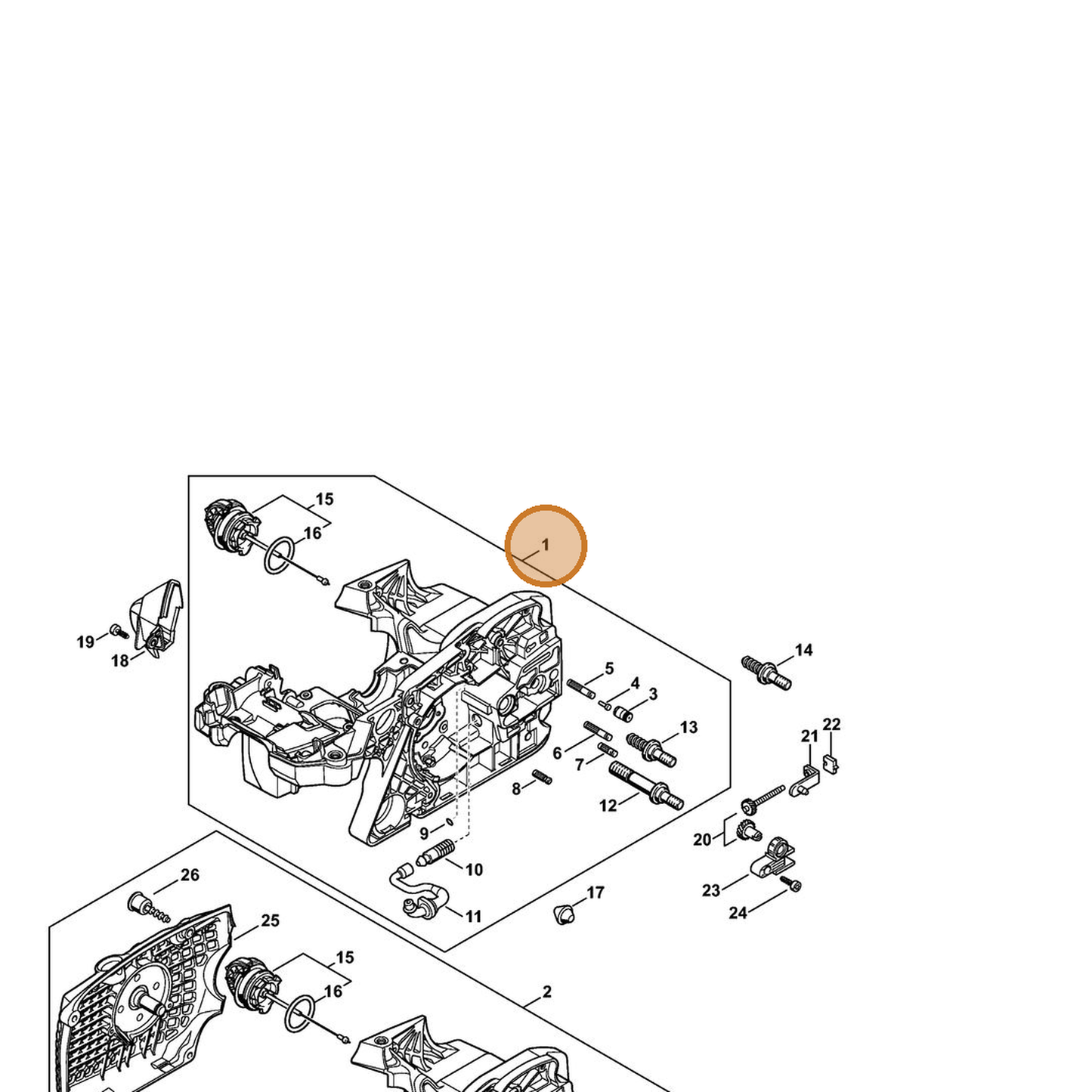 STIHL part 1140-020-3004 — IPL diagram snippet (6x zoom, amber highlight)