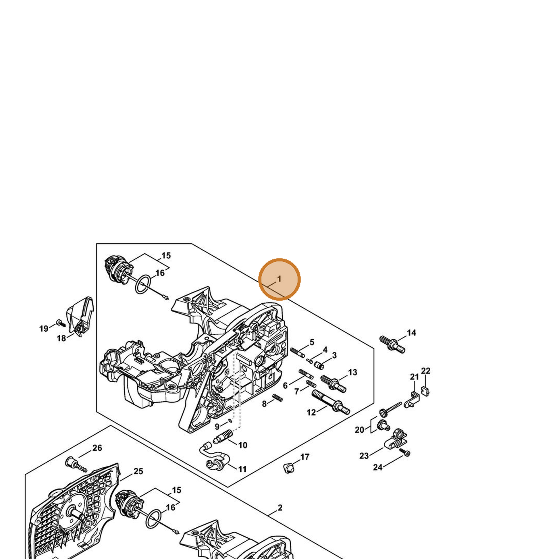 STIHL part 1140-020-3004 — IPL diagram snippet (6x zoom, amber highlight)