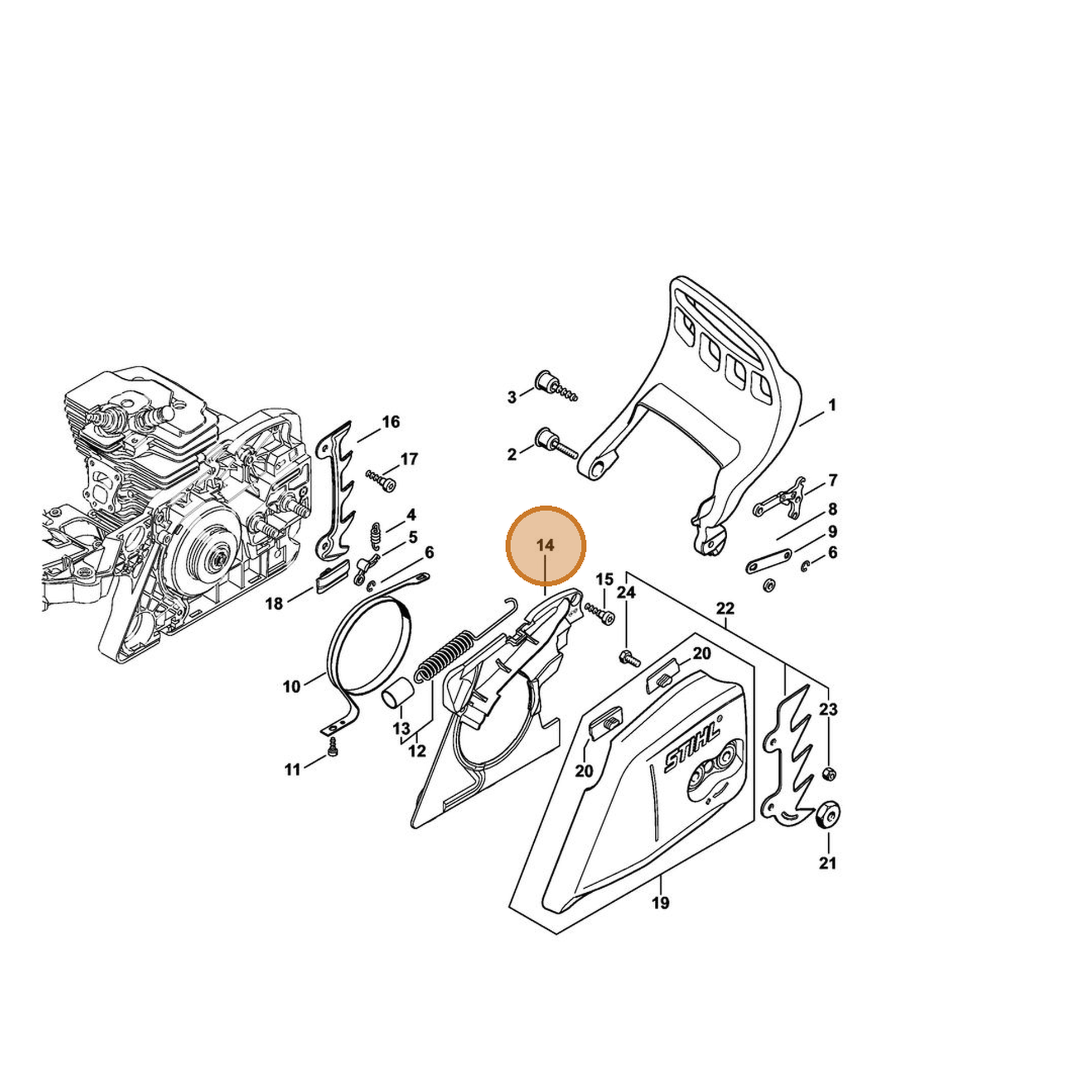 STIHL part 1140-021-1101 — IPL diagram snippet (6x zoom, amber highlight)