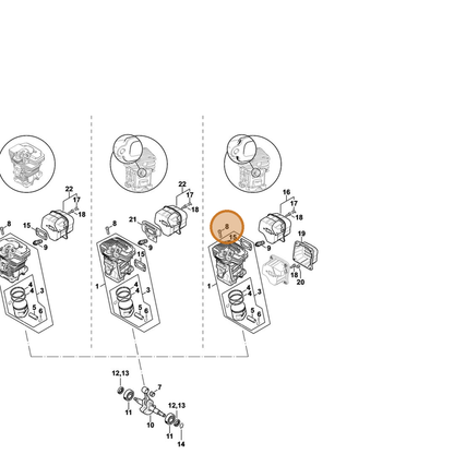 STIHL part 1140-022-9500 — IPL diagram snippet (6x zoom, amber highlight)
