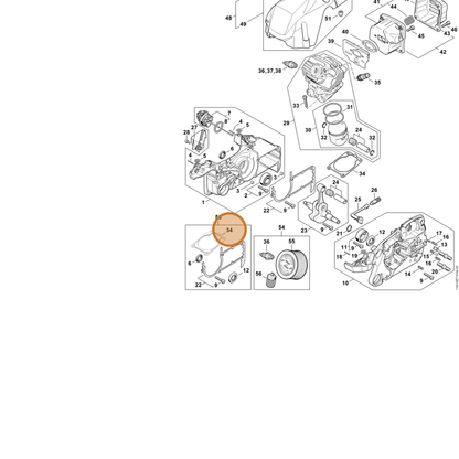 STIHL part 1140-029-2302 — IPL diagram snippet (6x zoom, amber highlight)
