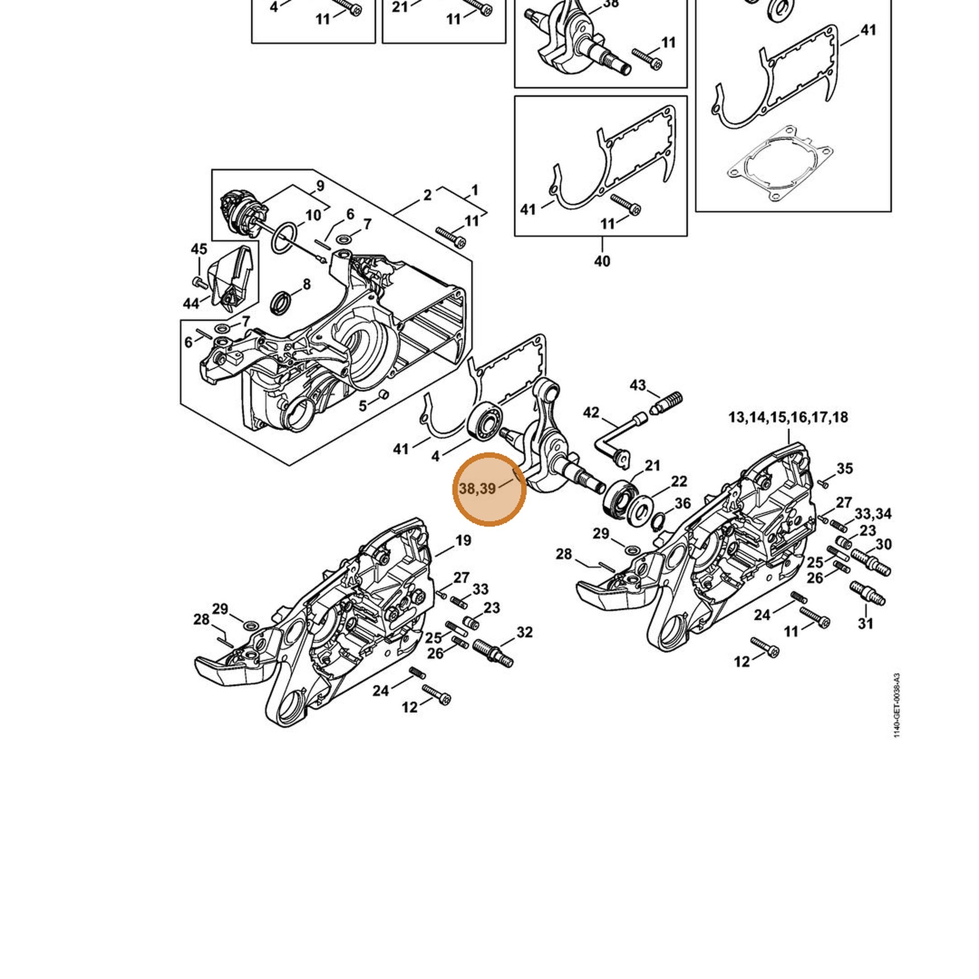 STIHL part 1140-030-0400 — IPL diagram snippet (6x zoom, amber highlight)