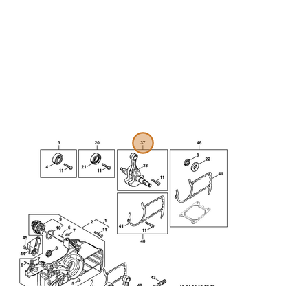 STIHL part 1140-030-0408 — IPL diagram snippet (6x zoom, amber highlight)