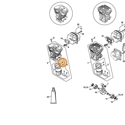 STIHL part 1140-034-3001 — IPL diagram snippet (6x zoom, amber highlight)