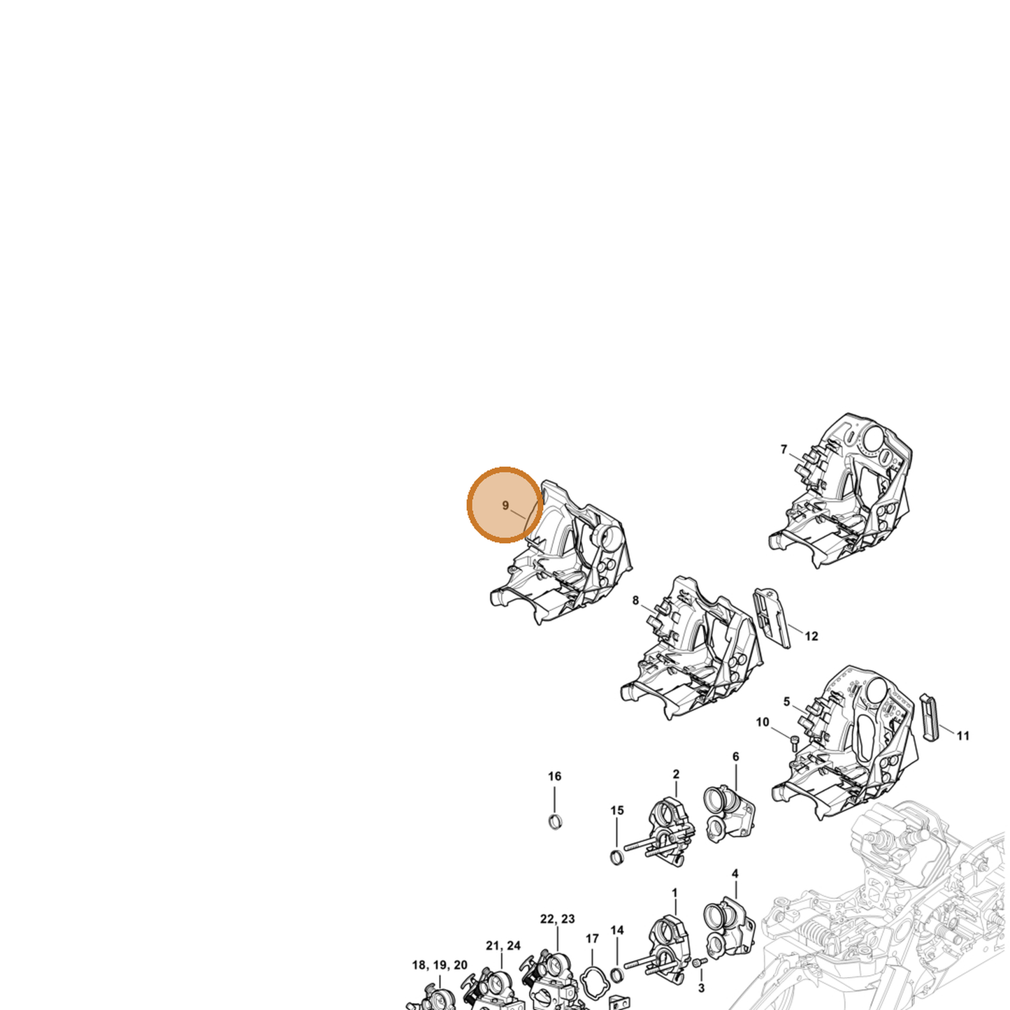 STIHL part 1140-080-0900 — IPL diagram snippet (6x zoom, amber highlight)