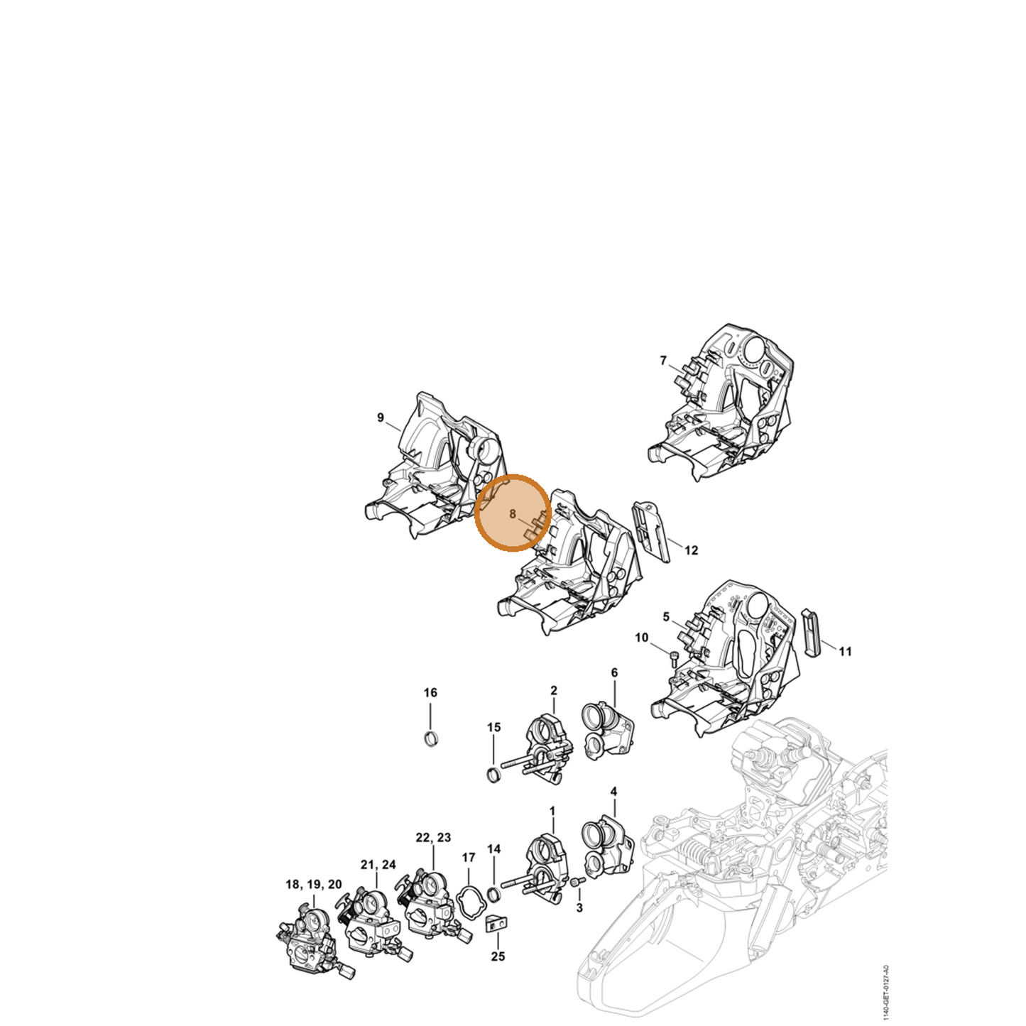 STIHL part 1140-080-0902 — IPL diagram snippet (6x zoom, amber highlight)