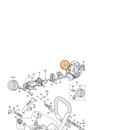 STIHL part 1140-080-0905 — IPL diagram snippet (6x zoom, amber highlight)