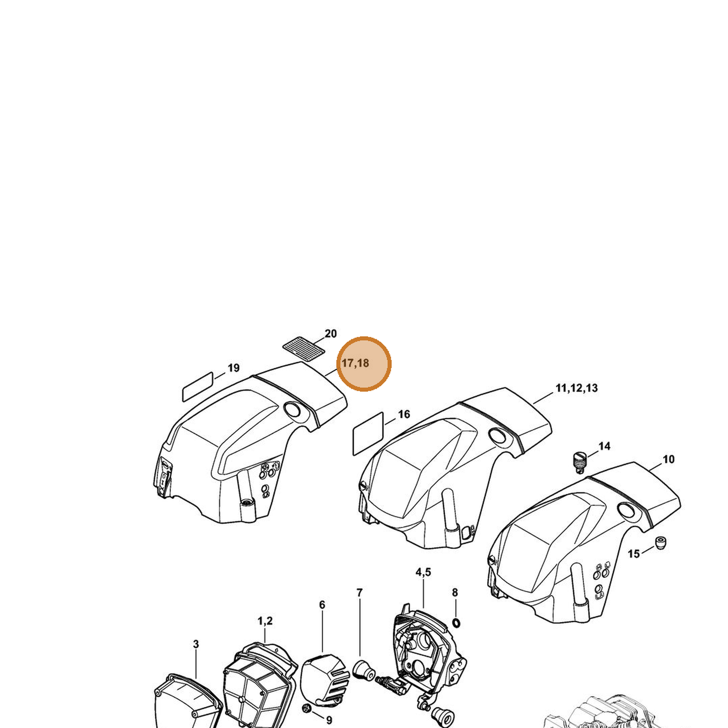 STIHL part 1140-080-1626 — IPL diagram snippet (6x zoom, amber highlight)