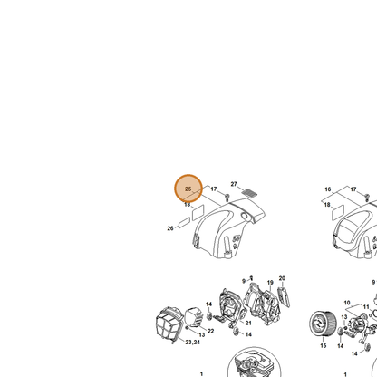 STIHL part 1140-080-1627 — IPL diagram snippet (6x zoom, amber highlight)