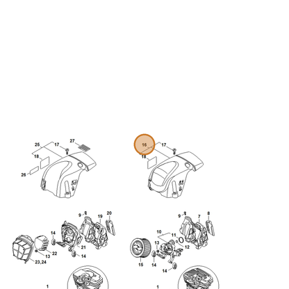 STIHL part 1140-080-1628 — IPL diagram snippet (6x zoom, amber highlight)