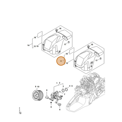 STIHL part 1140-080-1639 — IPL diagram snippet (6x zoom, amber highlight)