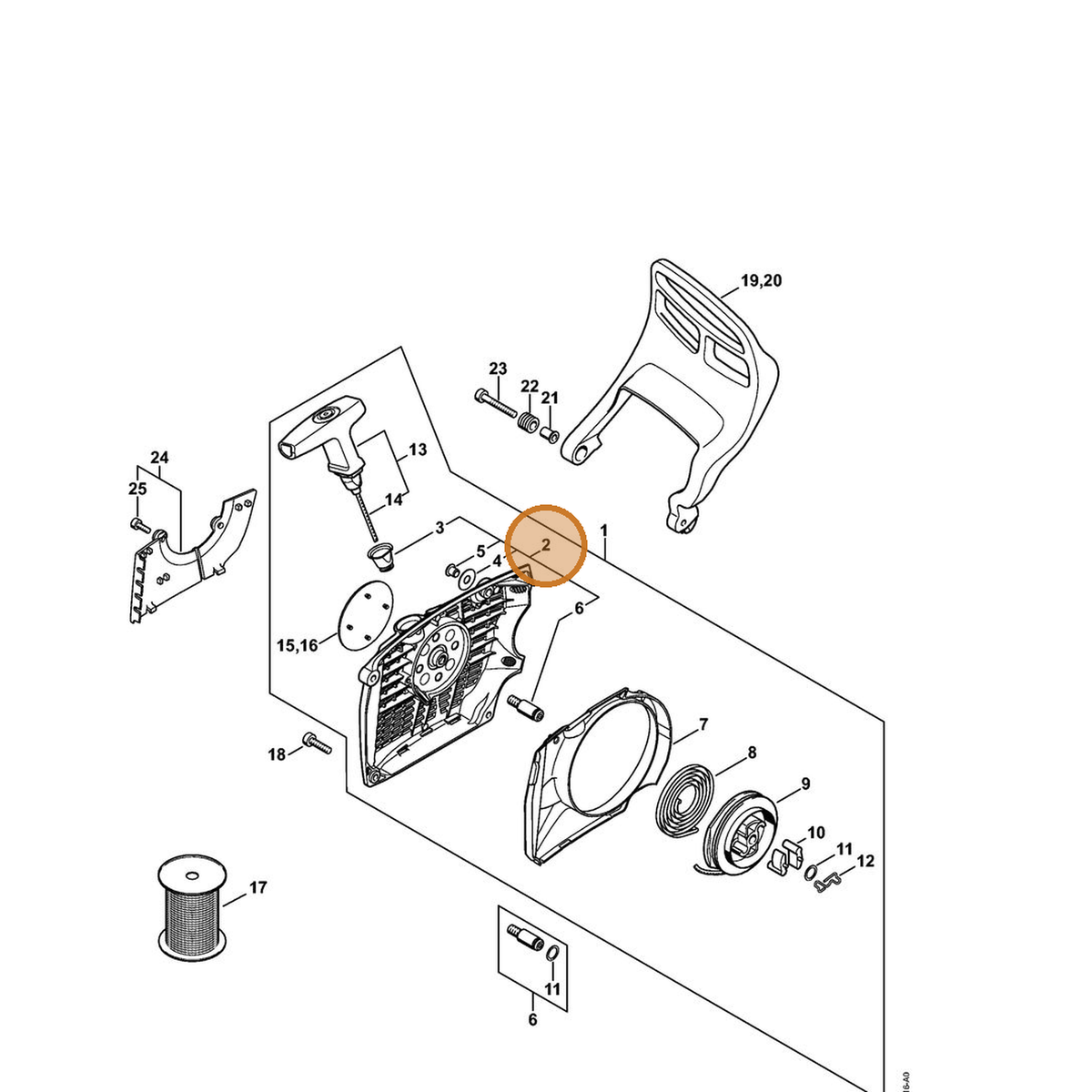 STIHL part 1140-080-1800 — IPL diagram snippet (6x zoom, amber highlight)
