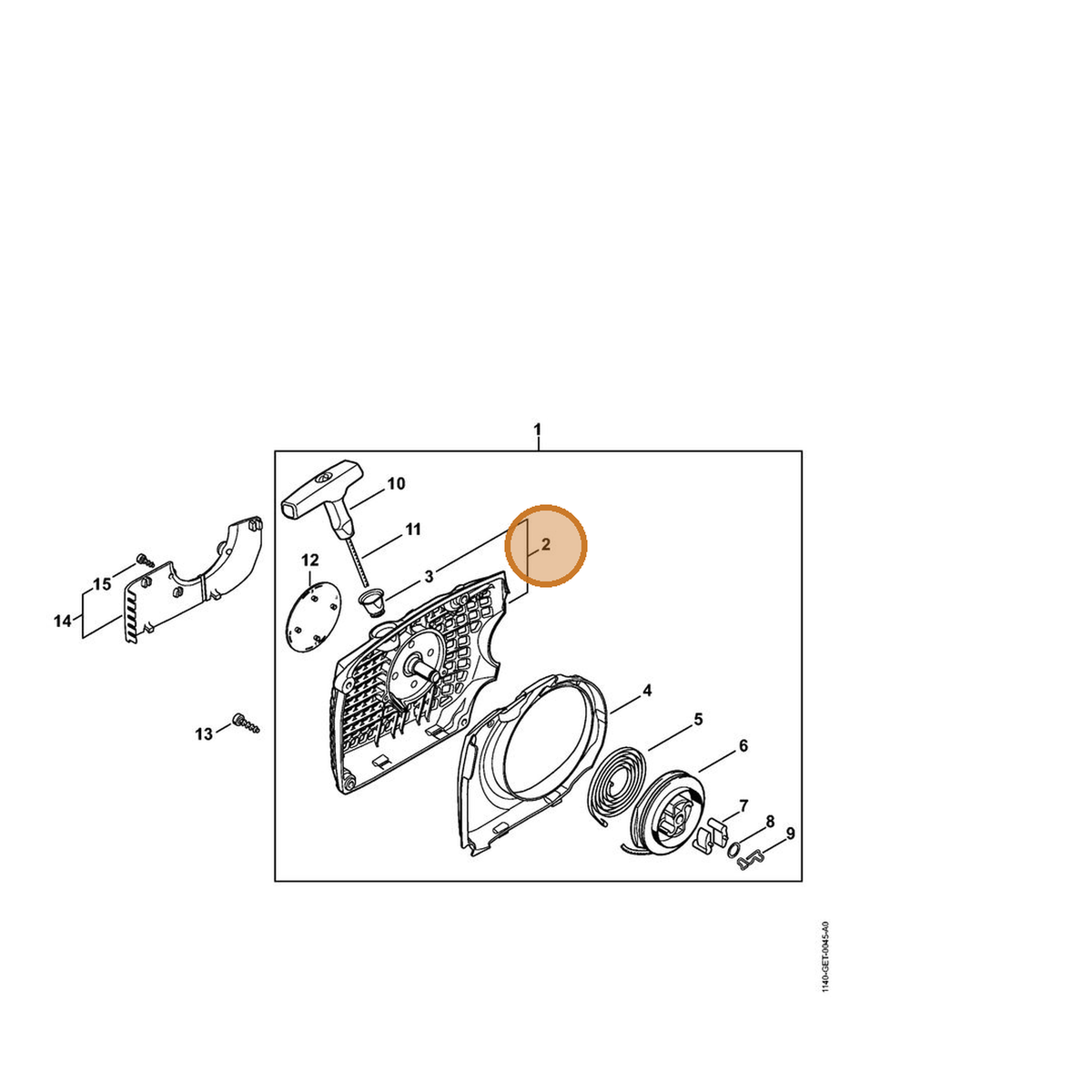 STIHL part 1140-080-1805 — IPL diagram snippet (6x zoom, amber highlight)