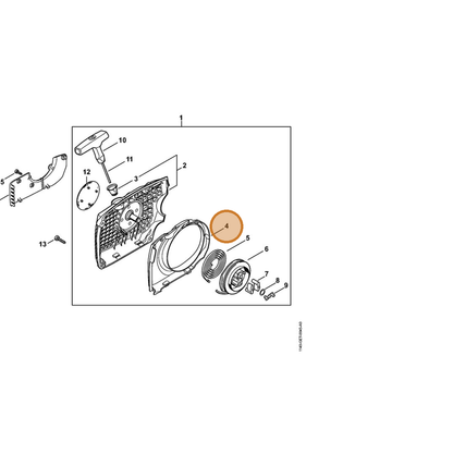 STIHL part 1140-084-7801 — IPL diagram snippet (6x zoom, amber highlight)