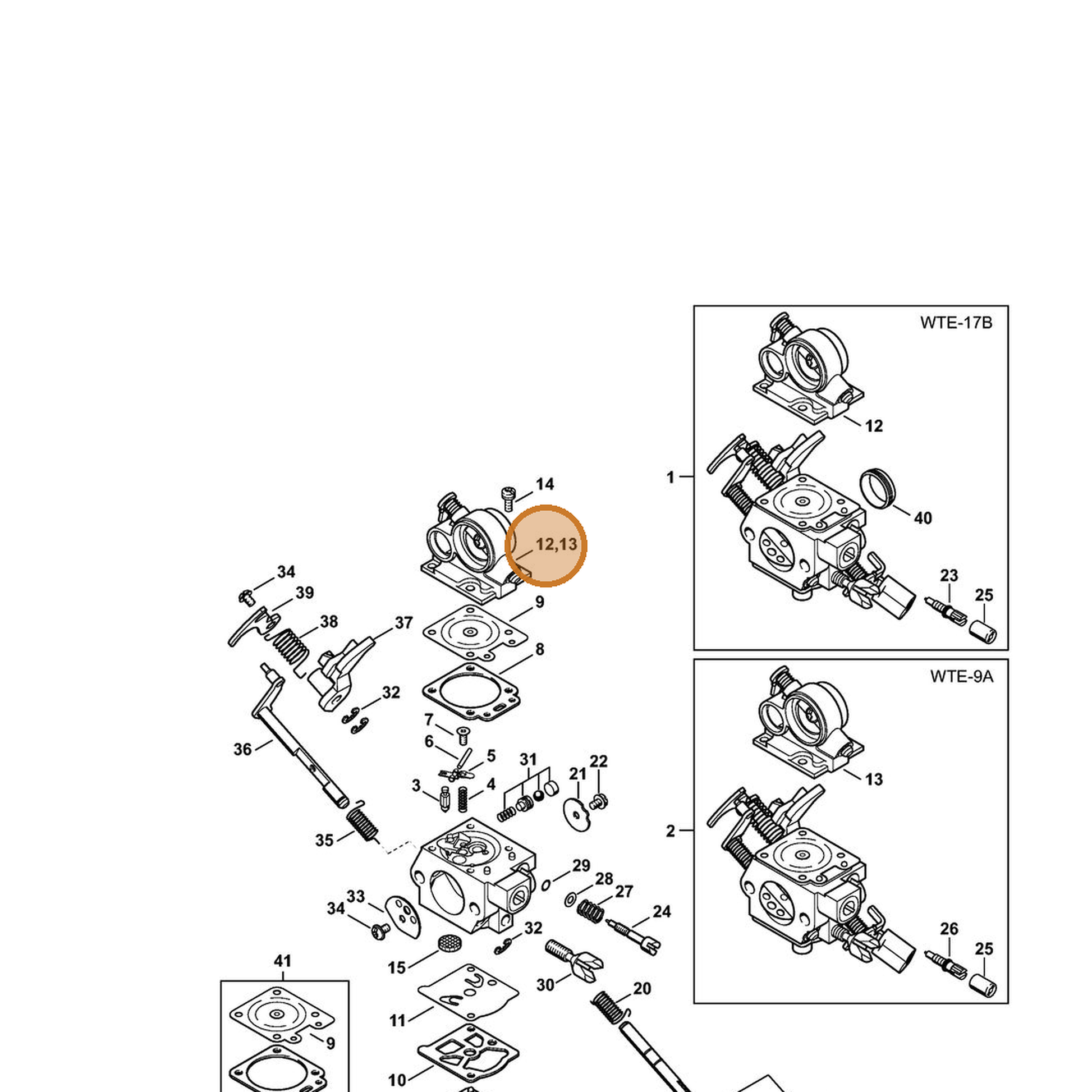 STIHL part 1140-120-0203 — IPL diagram snippet (6x zoom, amber highlight)