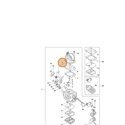 STIHL part 1140-120-0250 — IPL diagram snippet (6x zoom, amber highlight)