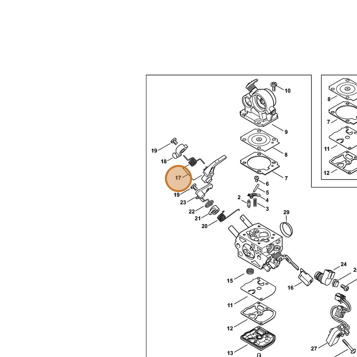STIHL part 1140-120-8351 — IPL diagram snippet (6x zoom, amber highlight)