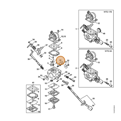 STIHL part 1140-120-9700 — IPL diagram snippet (6x zoom, amber highlight)