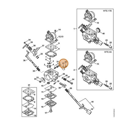 STIHL part 1140-121-3300 — IPL diagram snippet (6x zoom, amber highlight)