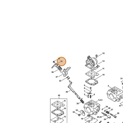 STIHL part 1140-121-3501 — IPL diagram snippet (6x zoom, amber highlight)