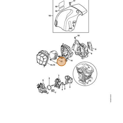 STIHL part 1140-121-6900 — IPL diagram snippet (6x zoom, amber highlight)