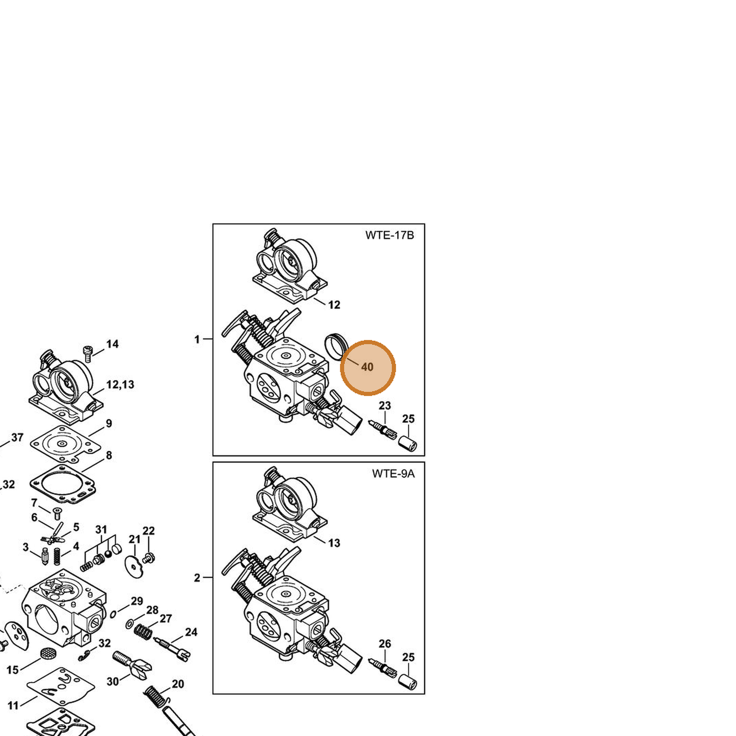 STIHL part 1140-121-9400 — IPL diagram snippet (6x zoom, amber highlight)