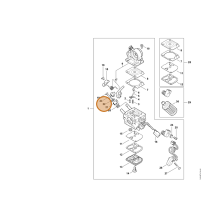 STIHL part 1140-122-3204 — IPL diagram snippet (6x zoom, amber highlight)