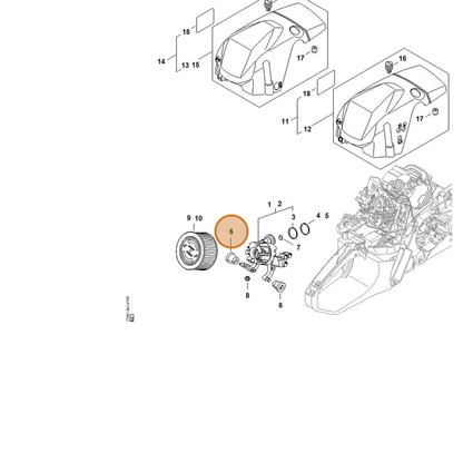 STIHL part 1140-122-9900 — IPL diagram snippet (6x zoom, amber highlight)