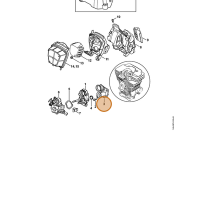 STIHL part 1140-140-2500 — IPL diagram snippet (6x zoom, amber highlight)