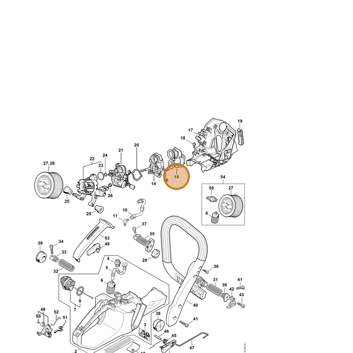 STIHL part 1140-140-2502 — IPL diagram snippet (6x zoom, amber highlight)