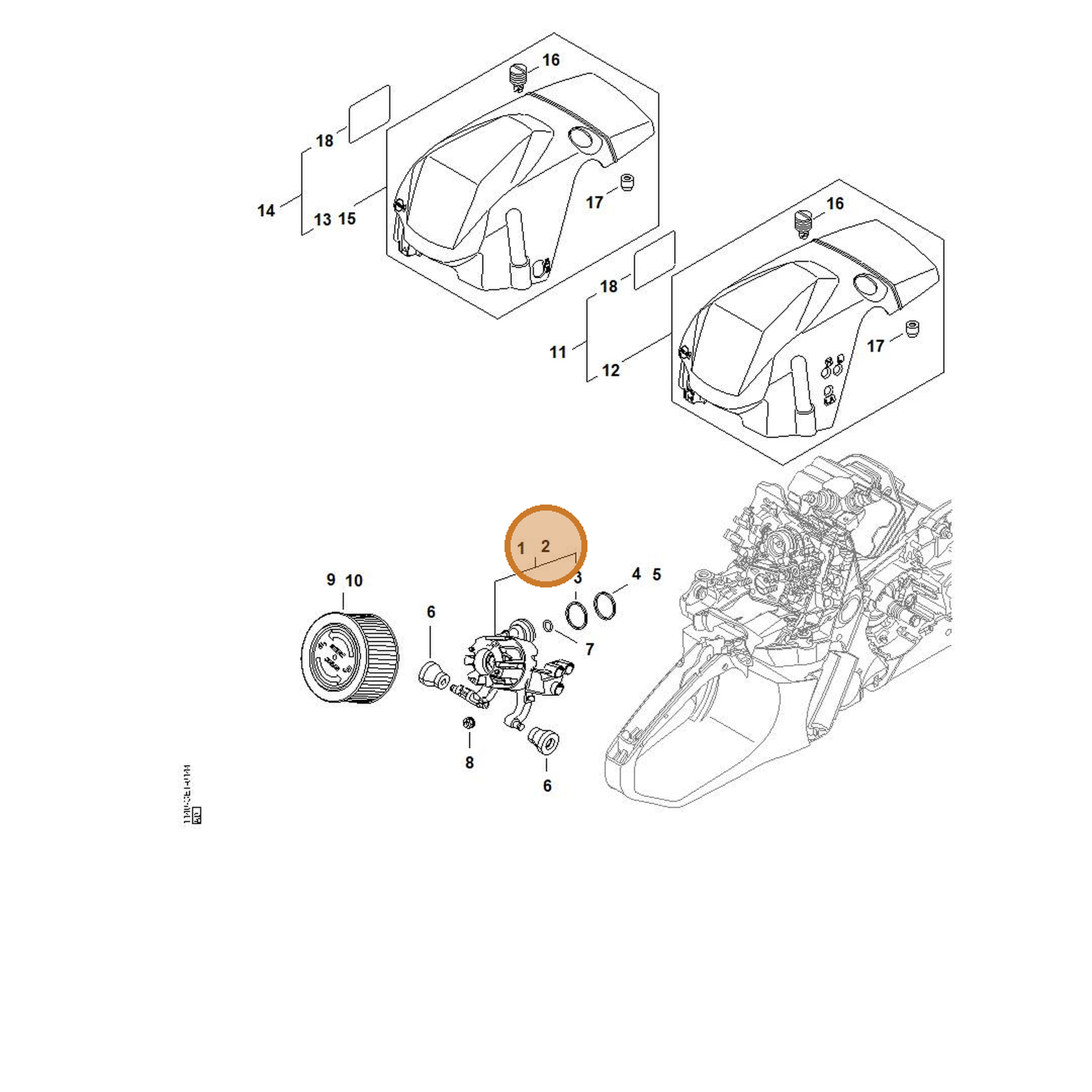 STIHL part 1140-140-2802 — IPL diagram snippet (6x zoom, amber highlight)