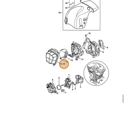 STIHL part 1140-140-4402 — IPL diagram snippet (6x zoom, amber highlight)