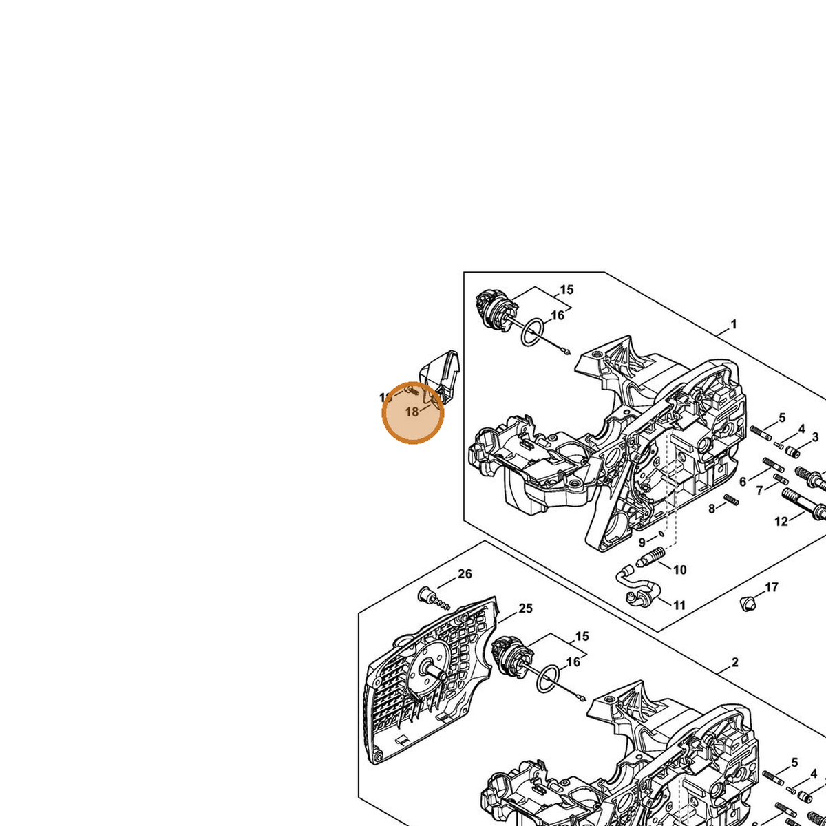 STIHL part 1140-140-7801 — IPL diagram snippet (6x zoom, amber highlight)