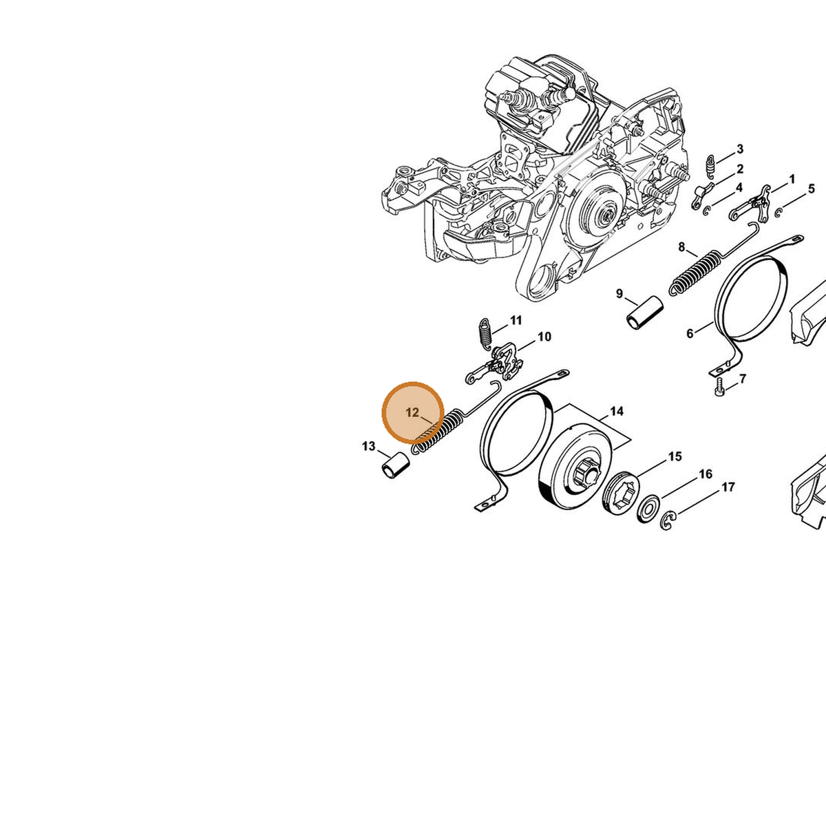 STIHL part 1140-160-5500 — IPL diagram snippet (6x zoom, amber highlight)