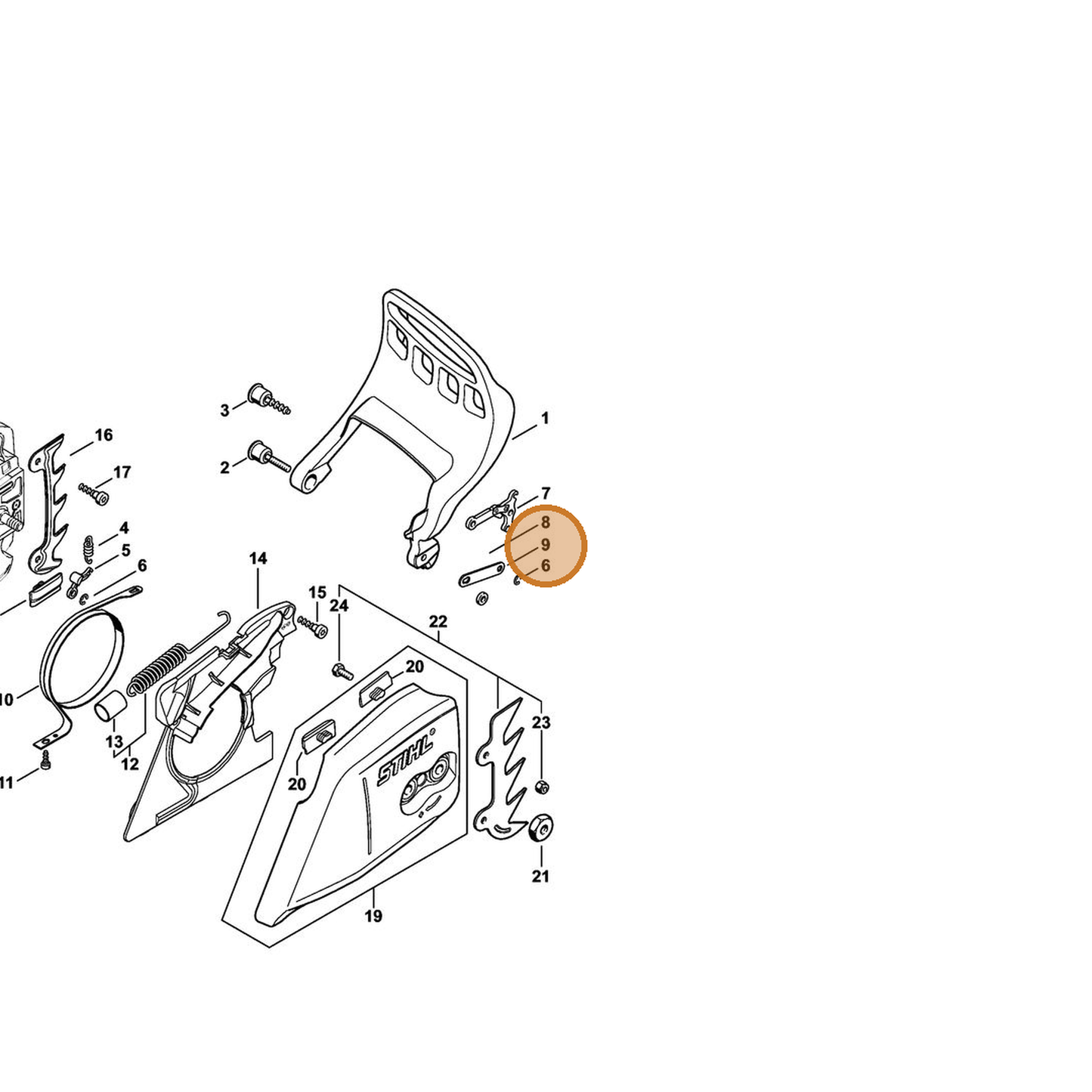 STIHL part 1140-162-5800 — IPL diagram snippet (6x zoom, amber highlight)