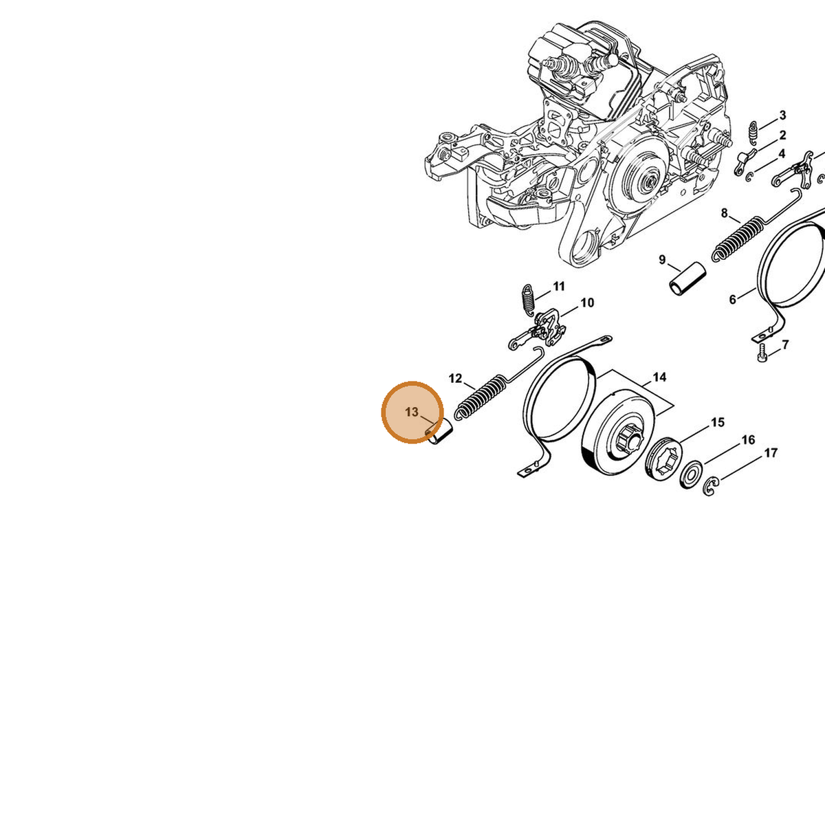 STIHL part 1140-162-8003 — IPL diagram snippet (6x zoom, amber highlight)