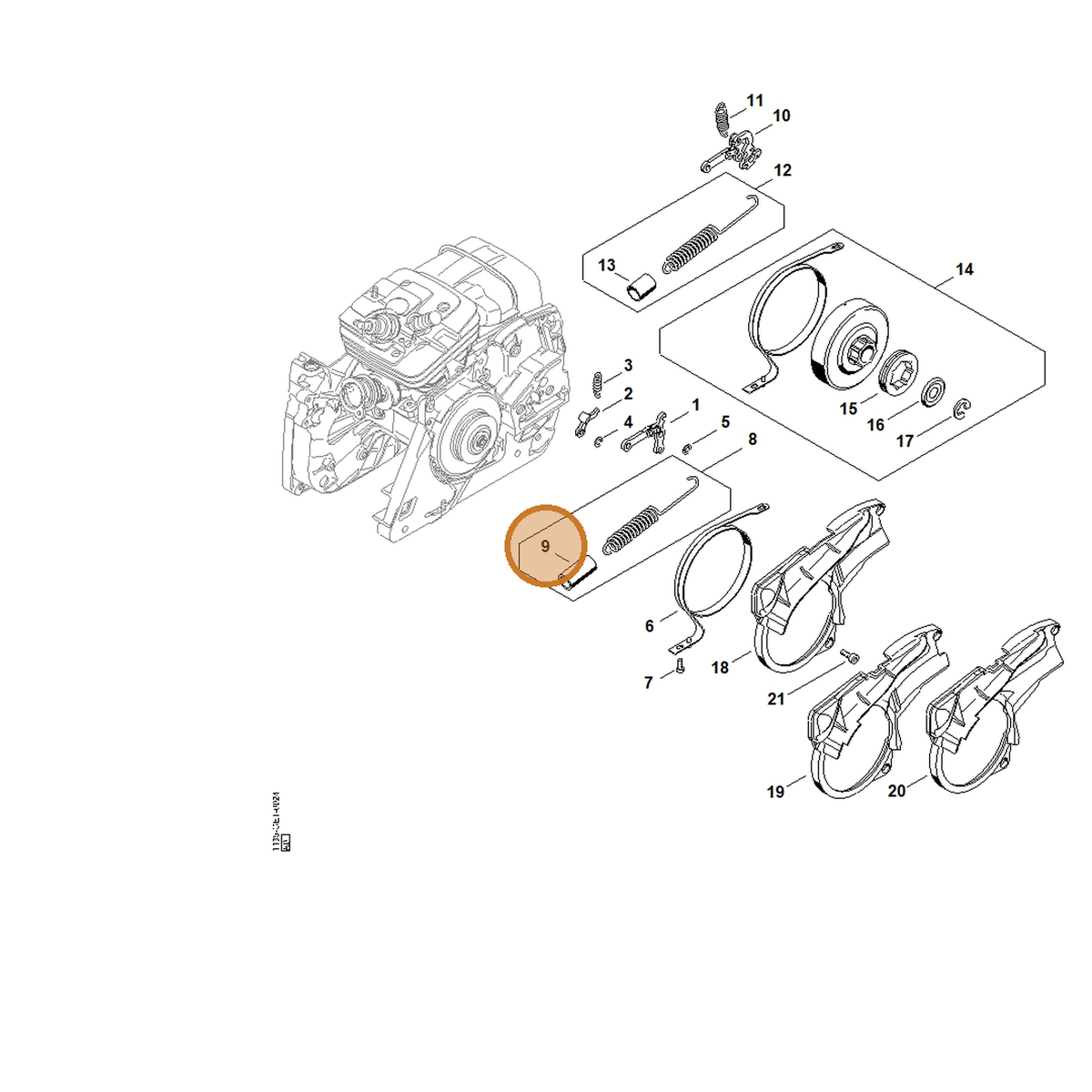 STIHL part 1140-162-8004 — IPL diagram snippet (6x zoom, amber highlight)