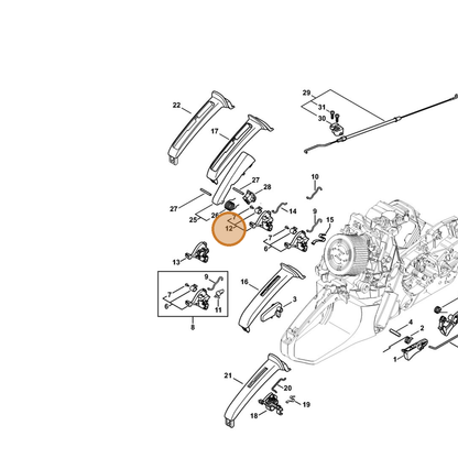 STIHL part 1140-180-0904 — IPL diagram snippet (6x zoom, amber highlight)