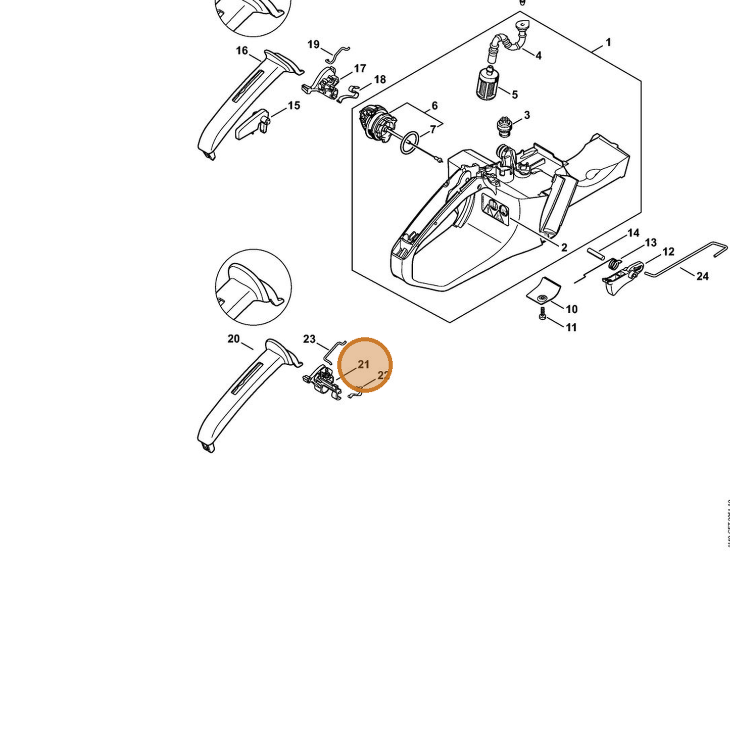 STIHL part 1140-182-0900 — IPL diagram snippet (6x zoom, amber highlight)