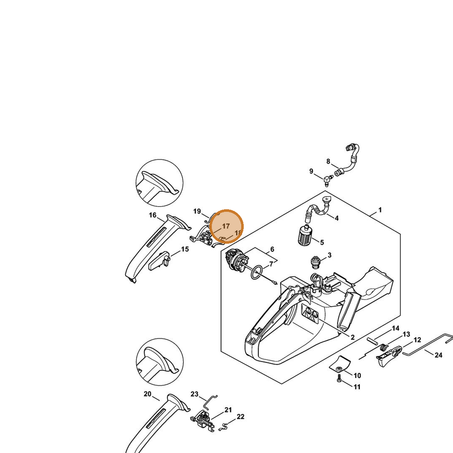 STIHL part 1140-182-0901 — IPL diagram snippet (6x zoom, amber highlight)